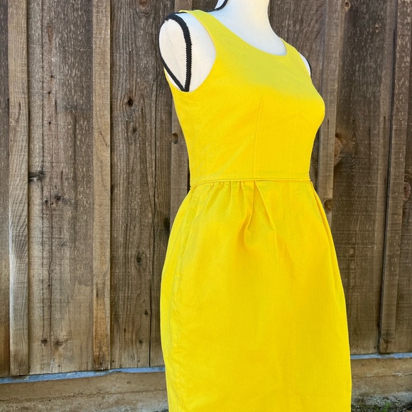J.Crew Factory Bright Yellow Cotton Textured Dress Size 2 - Picture 6 of 7